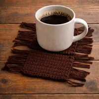 2 brown mug rugs