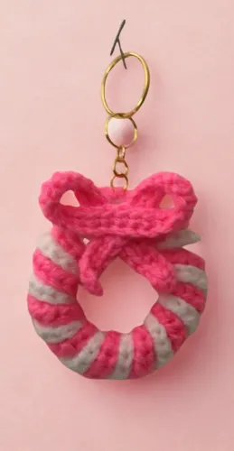 Pink & White Wreath Keychain
