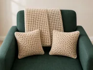 Luxury Crochet Throw & Pillow Set it light blue